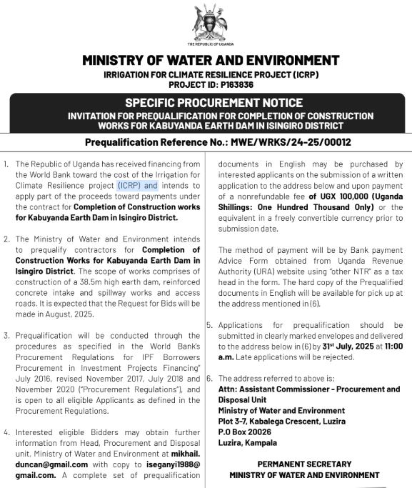 MoWater Advert for Competion works for Kabuyanda