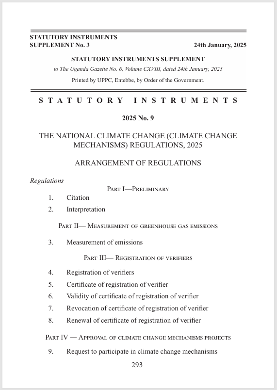 The National Climate Change (Climate Change Mechanisms) Regulations, 2025