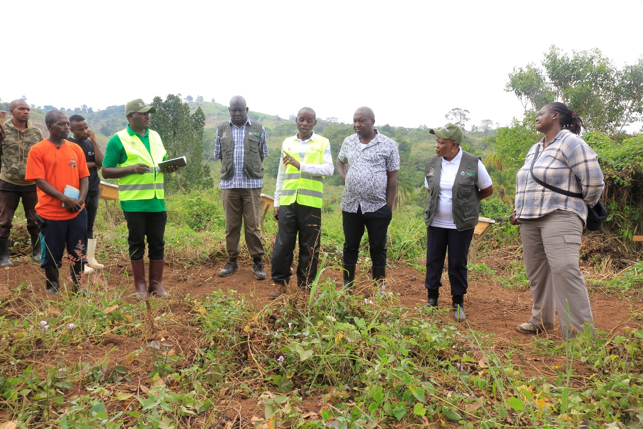 World Bank Task Team Leader for the IFPA-CD Project, Anita Takura, together with IFPA-CD National Project Coordinator Margaret Athieno Mwebesa and officials from the Ministry of Water and Environment implementing team, interacting with Community Forest Management (CFM) groups during the Technical Field Mission in Kagadi District.