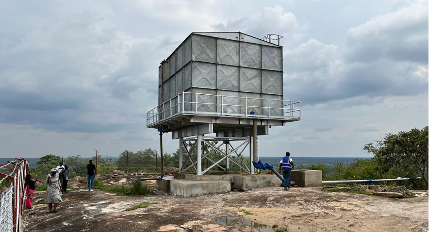 The 100m3 reservoir tank for Ngoma Town Water Supply System in Gomero Village.