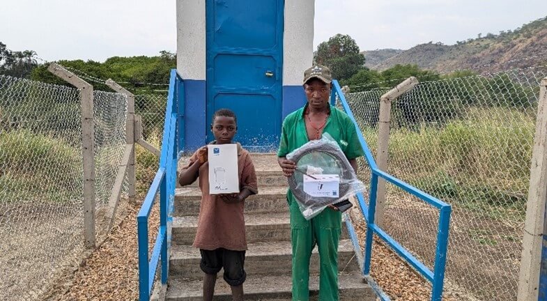 A Surface water monitoring station installed in Kitagwenda District, Mpanga catchment (funded by the Conrad N. Hilton Foundation)