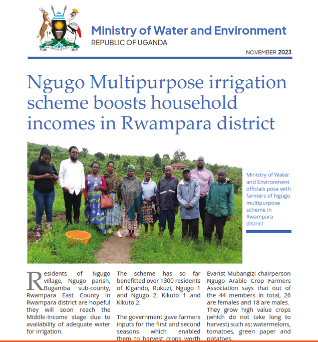 Ngugo Multipurpose irrigation scheme boosts household incomes in Rwampara district