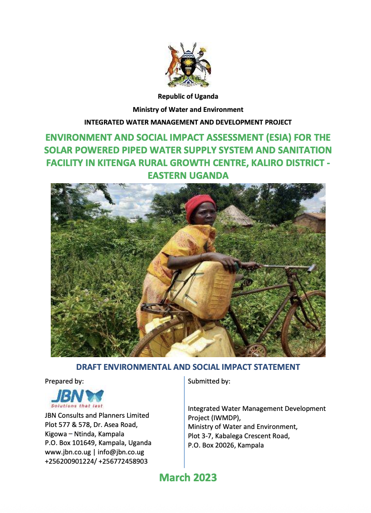 ESIA report for Kitenga RGC- Kaliro district