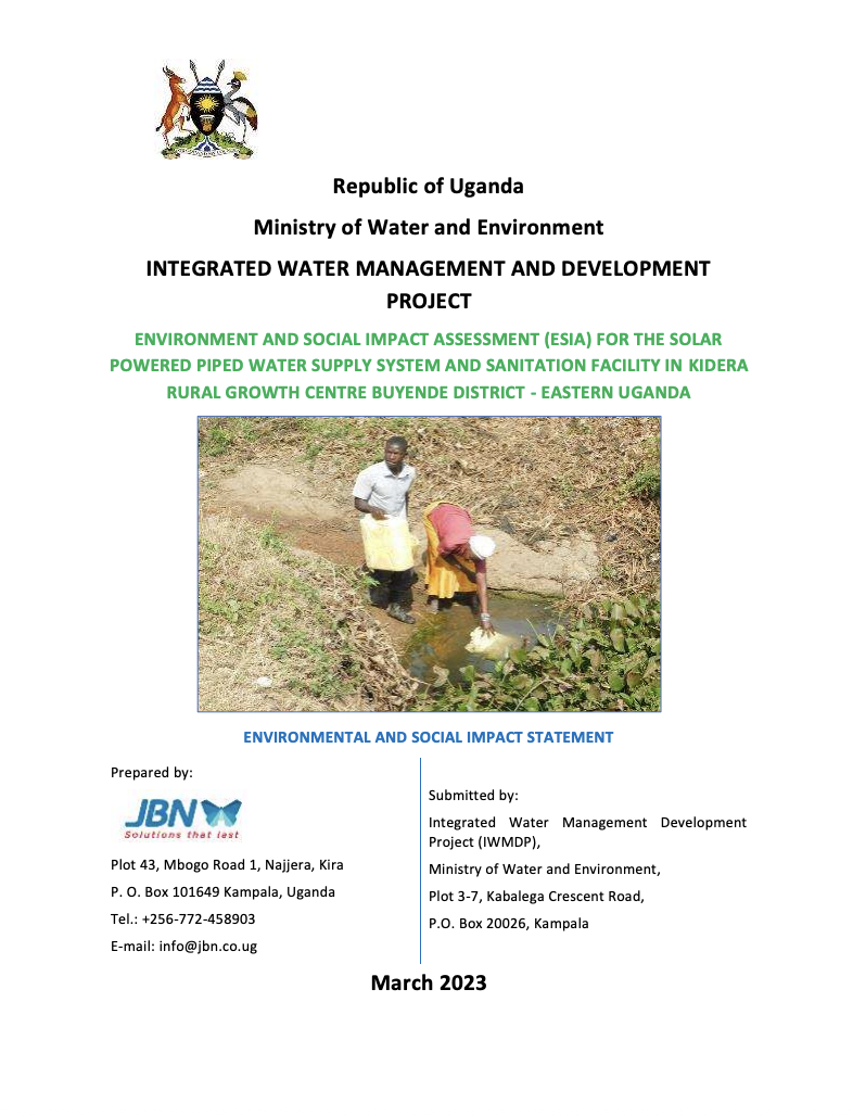 ESIA report for Kidera RGC- Buyende district