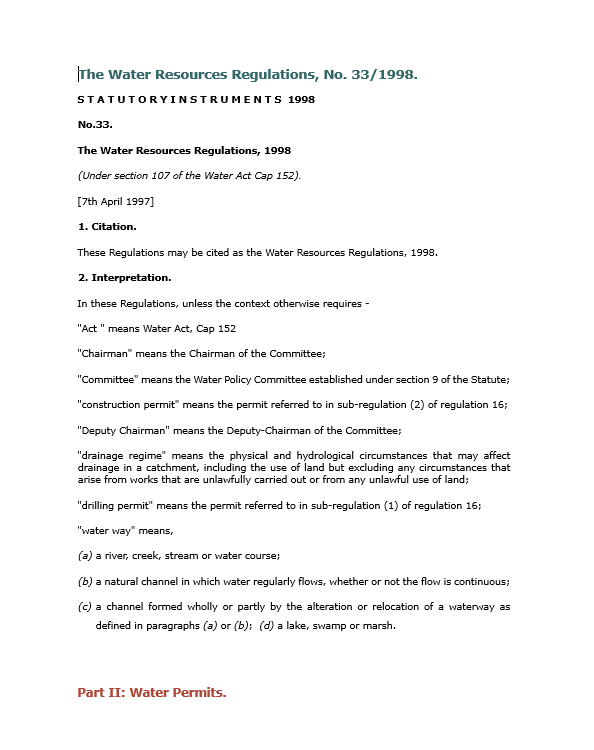 The Water Resources Regulations 1998