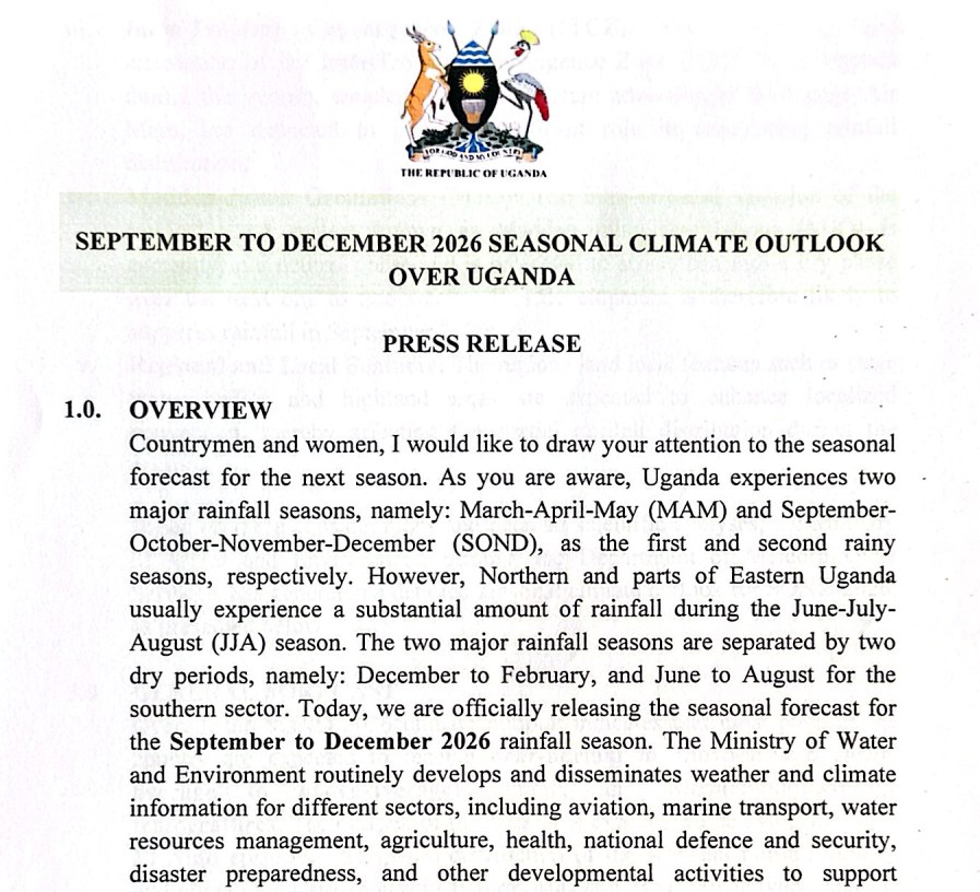 Press Brief-September to December 2026 Climate Outlook