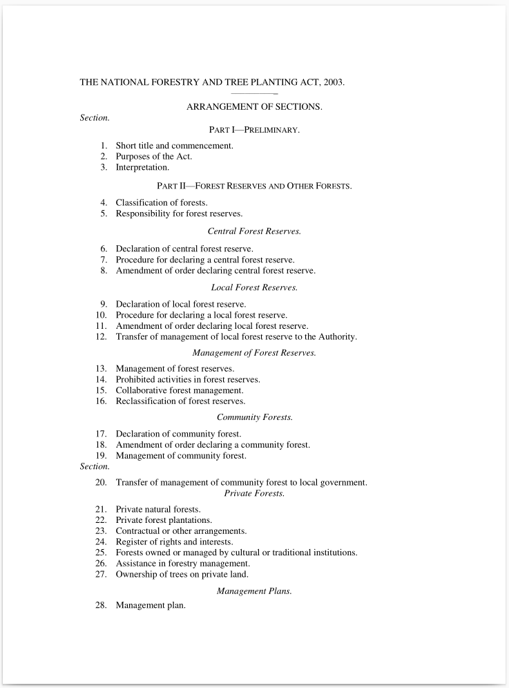 THE NATIONAL FORESTRY AND TREE PLANTING ACT, 2003
